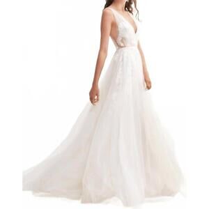 NEW WATTERS lainie v-back bridal gown in syrah